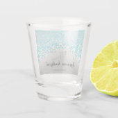 落下ティール（緑がかった色）ブルーグリッター&シルバーリタイア ショットグラス