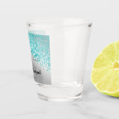 落下ティール（緑がかった色）ブルーグリッター&シルバーリタイア ショットグラス