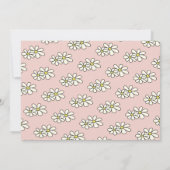 落下デイジーフローラピンク写真1歳の誕生日 招待状 (裏面)