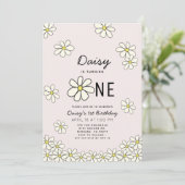 落下デイジーフローラピンク1歳の誕生日 招待状 (スタンド正面)