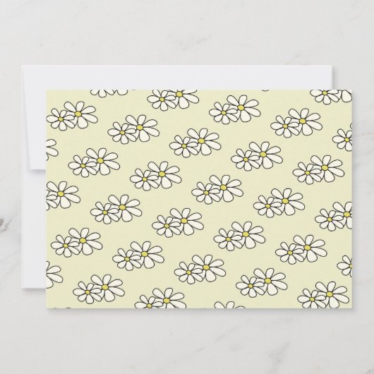 落下デイジー白フローラフォト誕生日 招待状 (裏面)