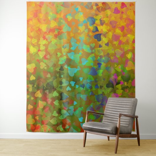 落下ハートオレンジ タペストリー (インサイチュ)