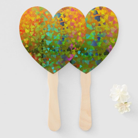 落下ハートオレンジ ハンドファン (正面&裏面)