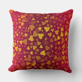 落下ハート赤金ゴールド クッション