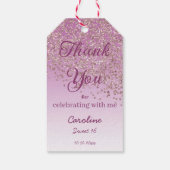 落下バラ金ゴールドグリッタースウィート16 パーソナライズされた ギフトタグ (裏面)