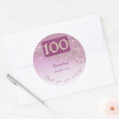 落下バラ金ゴールドグリッター100誕生日 感謝してい ラウンドシール (封筒)