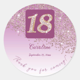 落下バラ金ゴールドグリッター18誕生日 感謝してい ラウンドシール