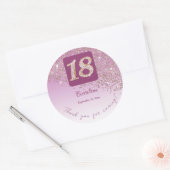 落下バラ金ゴールドグリッター18誕生日 感謝してい ラウンドシール (封筒)