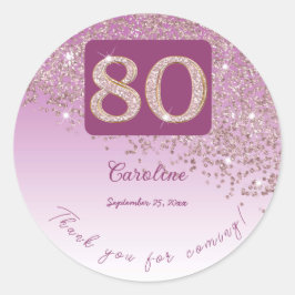 落下バラ金ゴールドグリッター、80誕生日 感謝してい ラウンドシール