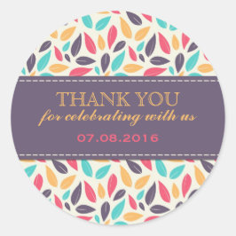 落下パター葉ン結婚式の引き出物シール ラウンドシール