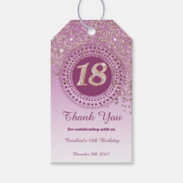 落下モダンバラ金ゴールドグリッター18誕生日 ギフトタグ