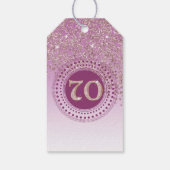 落下モダンバラ金ゴールドグリッター70誕生日 ギフトタグ (裏面)
