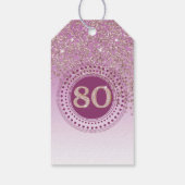 落下モダンバラ金ゴールドグリッター80誕生日 ギフトタグ (裏面)