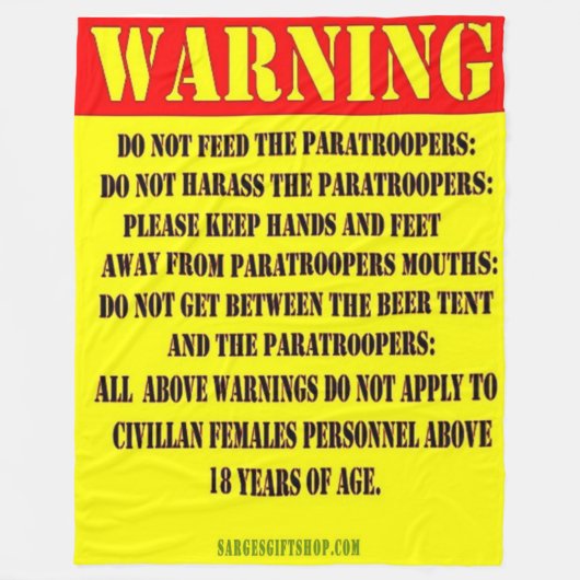 落下傘兵を食べ物を与えないで下さい フリースブランケット (正面)