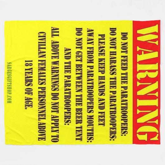 落下傘兵を食べ物を与えないで下さい フリースブランケット (正面(横))