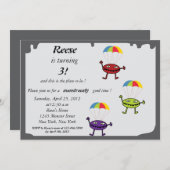 落下傘投下モンスターの誕生日の招待状1 招待状 (正面/裏面)