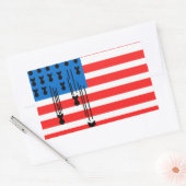 落下爆弾を持つ米国国旗 長方形シール (封筒)