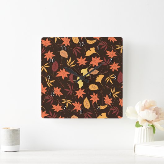 落下紅葉- スクエア壁時計 (ホーム)