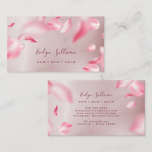 落下花びらバラゴールドフォイルの名刺 名刺 (正面/裏面)