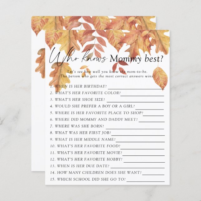 落下葉するゲーム – 誰がママのゲー最高のムを知る (正面/裏面)