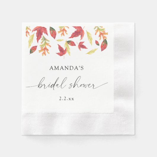 落下葉ブライダルシャワー 縁ありカクテルナプキン (正面)