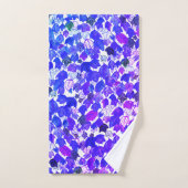 落下葉水色パターン紫 バスタオルセット (ハンドタオル)