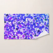 落下葉水色パターン紫 バスタオルセット (ハンドタオル)