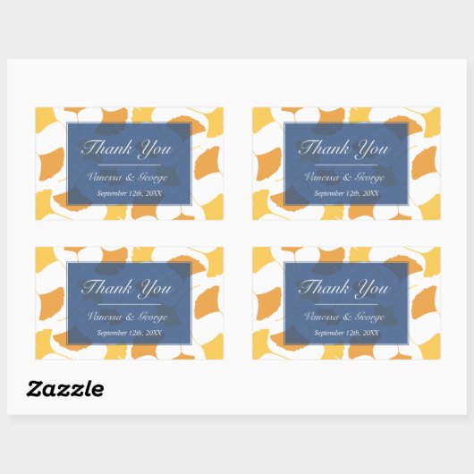 落下葉銀杏青結婚の抱き枕ラベル 長方形シール (シート)