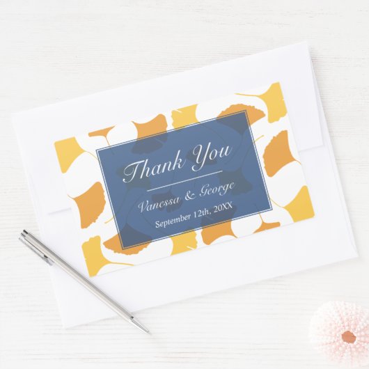 落下葉銀杏青結婚の抱き枕ラベル 長方形シール (封筒)