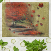 落下葉風景 キッチンタオル (折り畳み)