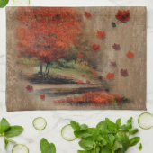 落下葉風景 キッチンタオル (折り畳み)