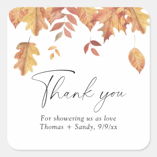 落下葉 – サンキューベイビーシャワーパーティー スクエアシール (正面)