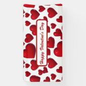 落下赤いハートバレンタインパターン 横断幕 (縦)