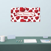 落下赤いハートバレンタインパターン 横断幕 (トレードショー)