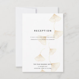 落下金ゴールド葉銀杏婚披露宴カード 招待状