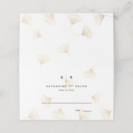 落下金ゴールド離れ秋の結婚式座席表 プレイスカード (外部開封)