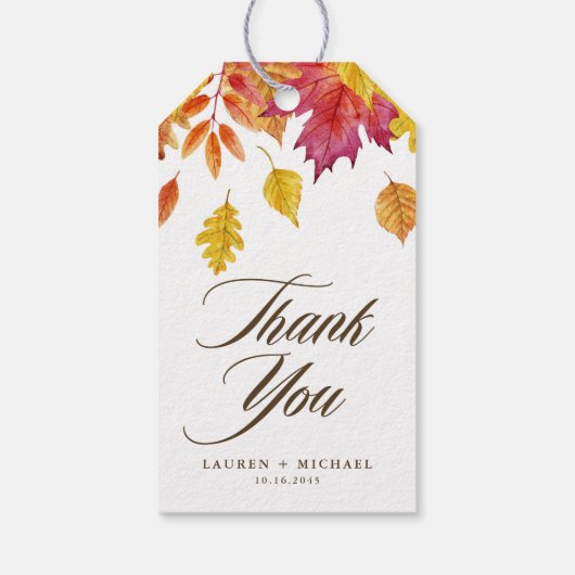 落下離れするガーランド秋結婚の感謝 ギフトタグ (裏面)
