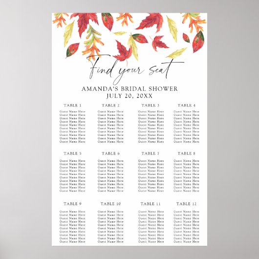 落下離れブライダルシャワー座席表 ポスター (正面)