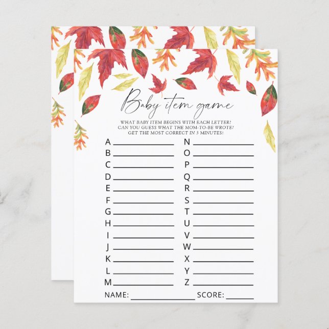 落下離れベビー – アイテムのゲーム。赤ちゃんシャワーゲーム (正面/裏面)