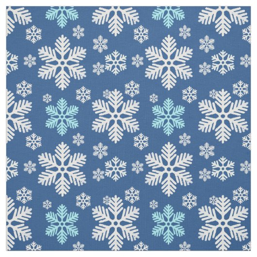 落下雪パターン（の模様が）ある雪の青 ファブリック (見本)