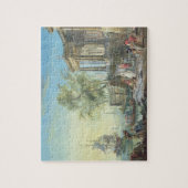 落日(キャンバスの油)との港場面 ジグソーパズル (縦)