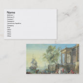 落日(キャンバスの油)との港場面 名刺 (正面/裏面)