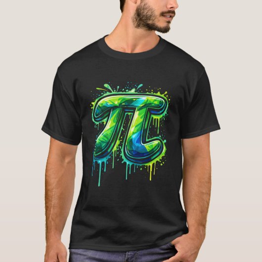 落書きπ記号スプレー塗料数学ナードグラフィック tシャツ (正面)