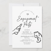 落書きお洒落手描き婚約パーティ 招待状 (正面)