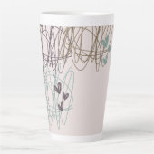 落書きとハート – 作業中 カフェラテマグ (正面)