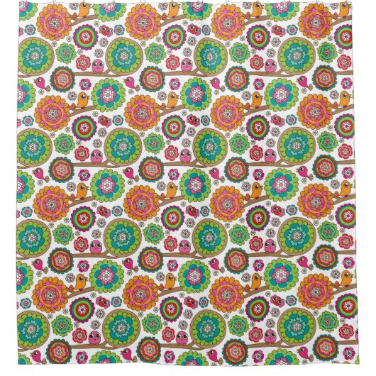 落書きによっては背景パターンが開花します シャワーカーテン (正面)