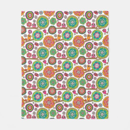 落書きによっては背景パターンが開花します フリースブランケット (正面)