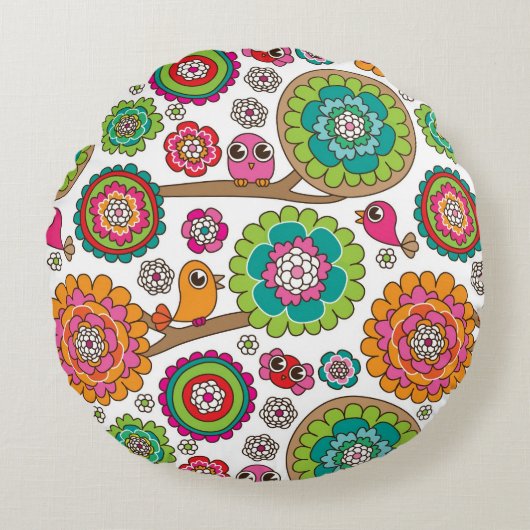 落書きによっては背景パターンが開花します ラウンドクッション (正面)