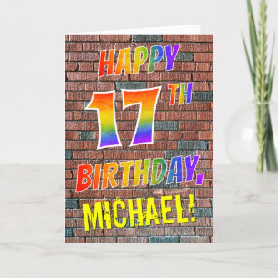 落書きによってインスパイア虹の一見の幸せな第17誕生日 カード