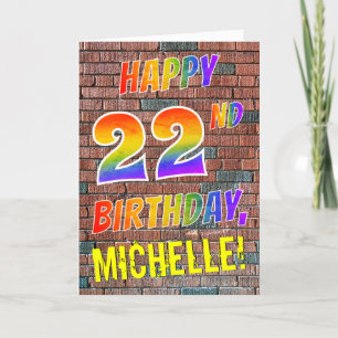 落書きによってインスパイア虹の一見の幸せな第22誕生日 カード